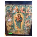 Framed Religious Art Depicting Virgin Mary