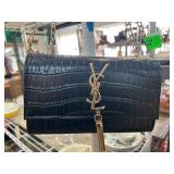 YSL Black Crocodile-Embossed Handbag with Chain