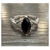 Sterling Silver Size 7 Ring with Black Stone