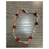 Gold-Fill Bracelet With Red Beads