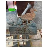 Duck Crossing Sign with Metalware Decor