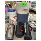 Coleman Cooler and Assorted Drinkware Lot