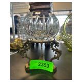 Decorative Glass Bowl with Brass Stand