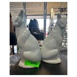 Glossy White Ceramic Cat Figures