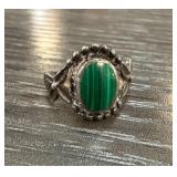 Sterling Silver and Malachite Cuff Ring