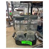Glass Jars with Metal Rack