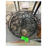 Decorative Black Metal and Glass Serving Tray