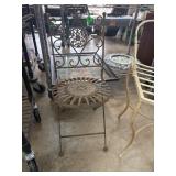 Decorative Folding Metal Chair with Ornate Detaili