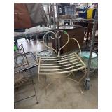 Metal Heart-Back Bench Frame in Cream