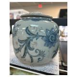 Blue And White Ceramic Jar With Lid