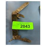 Multi-Tool Folding Pocket Knife with Wood Handle