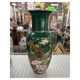 Green MCI Japan Ceramic Vase with Floral Design