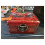 Decorative Red Lacquered Box with Dragon Design
