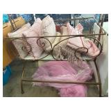 Bronze-Toned Metal Bassinet with Pink Bedding