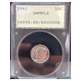 1961 Roosevelt Dime in PCGS Sample Holder
