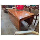 Drop-Leaf Wooden Dining Table on Casters