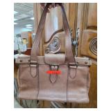 Fossil Leather Tote Bag with Brass Details