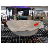 White Ceramic Serving Bowl with Scalloped Edge