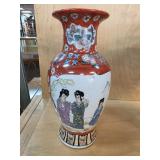 Japanese-Style Ceramic Vase with Hand-Painted Desi