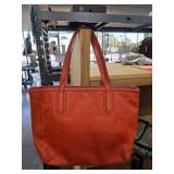 Fossil Red Leather Tote Bag