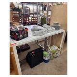 White Rectangular Table With Metal Frame