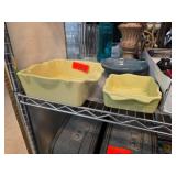Two Green Ceramic Baking Dishes France