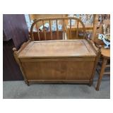 Wooden Storage Chest With Spindle Back