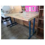 Wood-Top Table With Metal Legs