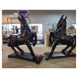 Carved Wooden Horse Sculptures