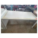 Wooden Table With Gold-Tone Trim