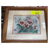 Framed Floral Embroidery Artwork