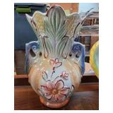 Made in Brazil Ceramic Vase with Floral Motif