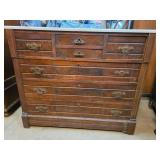 Antique Wood Chest of Drawers W Marble Top