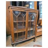 Oak Display Cabinet With Glass Panel Doors