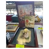Framed Artwork and Ceramic Figurine Collection