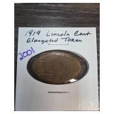 1919 Lincoln Cent Elongated Token
