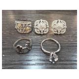 Rings and Earrings with Clear Stones