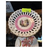 Porcelain Courtship Compote and Floral Plate