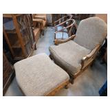 Upholstered Armchair with Ottoman and Wood Frame