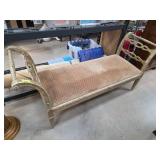 Painted Wood Bench with Upholstered Seat