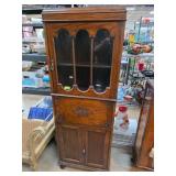 Oak Secretary Cabinet with Glass Doors