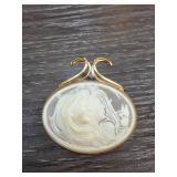 Gold-Tone Cameo Brooch with Female Profiles