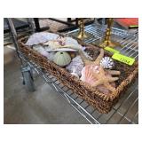 Woven Basket with Assorted Seashell Collection