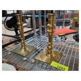 Brass Candlesticks with Square Bases