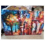 Leonid Afremov Urban Rain Scene Canvas Art