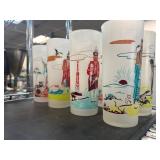 Frosted Glassware with Scenic Illustrations