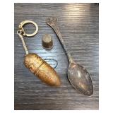 Metal Sewing Kit with Spoon and Thimble