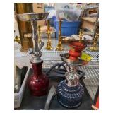 Two Glass and Metal Hookahs