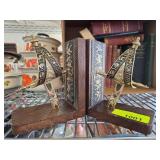 Decorative Metal and Wood Ship Bookends