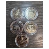 Five Collectible American Coins in Cases